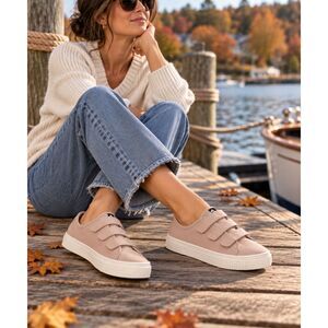 Sperry Crest Creeper Suede Triple Strap Sneakers, Dusty Rose Pink, Size 8.5M